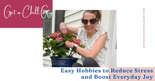 woman sitting with hand in flower pot