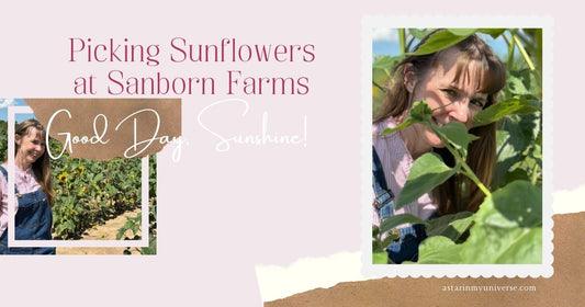woman standing in the tall sunflowers - A start in the universe with the pebble