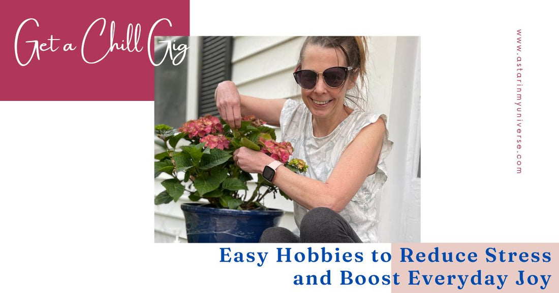 woman sitting with hand in flower pot