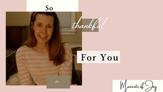 woman sitting by fire, Words "So Thankful for You"