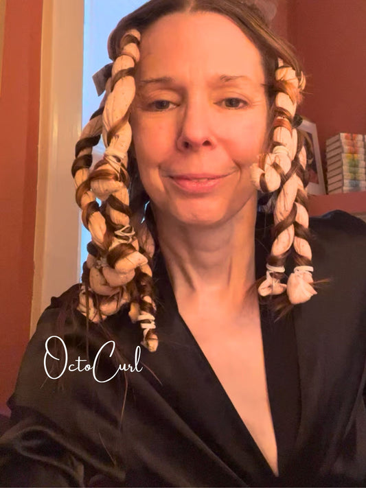 Octocurl Heatless Hair Curlers Headband - Overnight Curls, No Heat Styling for Medium Hair (Cotton - Pink)